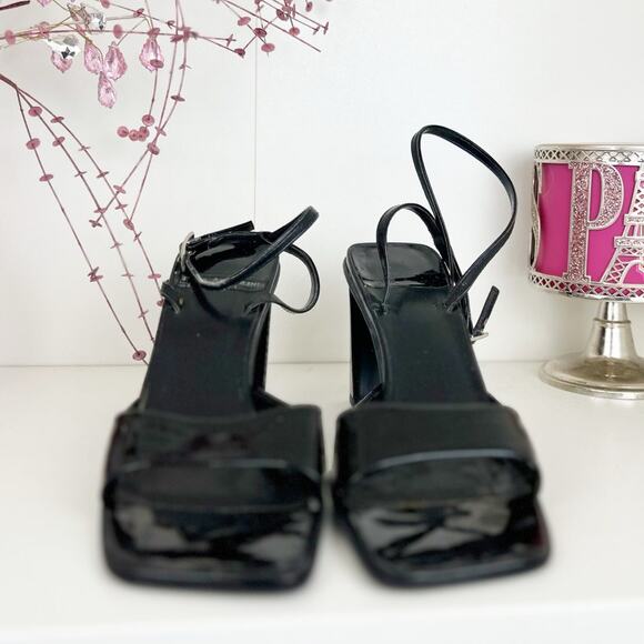 Enzo Angiolini Calathea Patent Leather Ankle Strap Block Heel Sandals Black 8 M - Picture 5 of 14